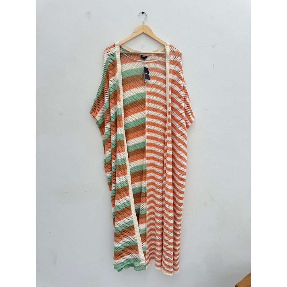 NWT Torrid Striped Crochet Maxi Duster Kimono Women's Size 5/6